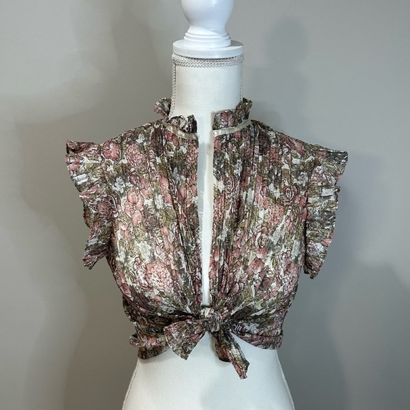 The Kooples Tops - Vintage Sheer Floral Lace Short Sleeve Blouse - Coquette Blouse